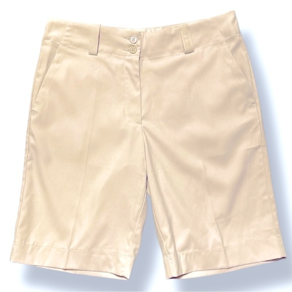 NEW Nike Golf Women’s Dri-Fit 10" Bermuda Golf Shorts, Light Khaki Tan, Size 6 - Picture 1 of 8